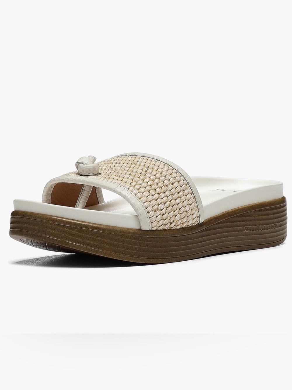 Donald Pliner Farrah Slide Sandals Size 9.5 Woven Raffia Strap Cream/Ivory